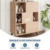 Mid-Century Modern 3-Tier Display Storage Cabinet with Doors Wooden Buffet Accent Cabinet Strong Legs for Living Room Dining Room Kitchen Hallway - 4 of 4
