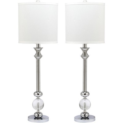 (Set of 2) 31" Erica Crystal Candlestick Lamp Clear (Includes CFL Light Bulb) - Safavieh