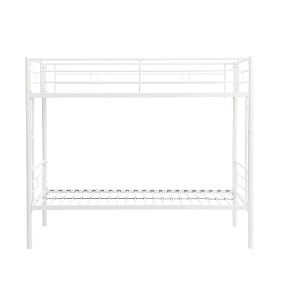 Bellemave Metal Twin Over Twin Bunk Bed with Guardrail & Ladder, Convertible Heavy Duty Bed for Kids, Teens & Adults, White