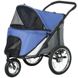 Skyzone 3-Wheel Dog Stroller for Small/Medium Dogs: One-Hand Fold, Open Canopy, Rubber Wheels, Soft - 1 of 4
