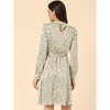 Allegra K Women's Mock Neck Swing Midi Long Sleeve A-line Floral Dress - 4 of 4