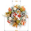 20" Thanksgiving Fall Wreath for Front Door, Autumn Eucalyptus Berries & Pumpkin Wreath, Fall Decor for Porch, Wall,White+Yellow - 2 of 4
