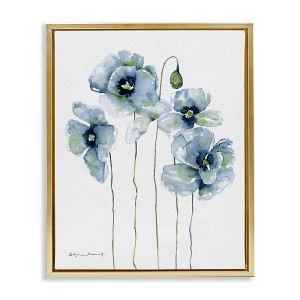 Stupell Industries Modern Poppy Blooms Blue Abstract Floating Frame Canvas Art - 1 of 4