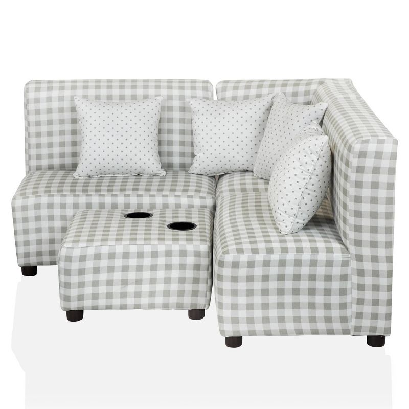 Tibbetts Kids&#39; Sectional with Ottoman Gray/White - HOMES: Inside + Out, 4 of 10