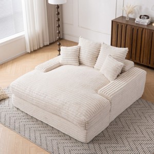 Oversized Chaise Lounge Chair,Upholstered Sleeper Sofa Bed with 4 Throw Pillows,Plush Lounge Chair Bed-The Pop Home - 1 of 4