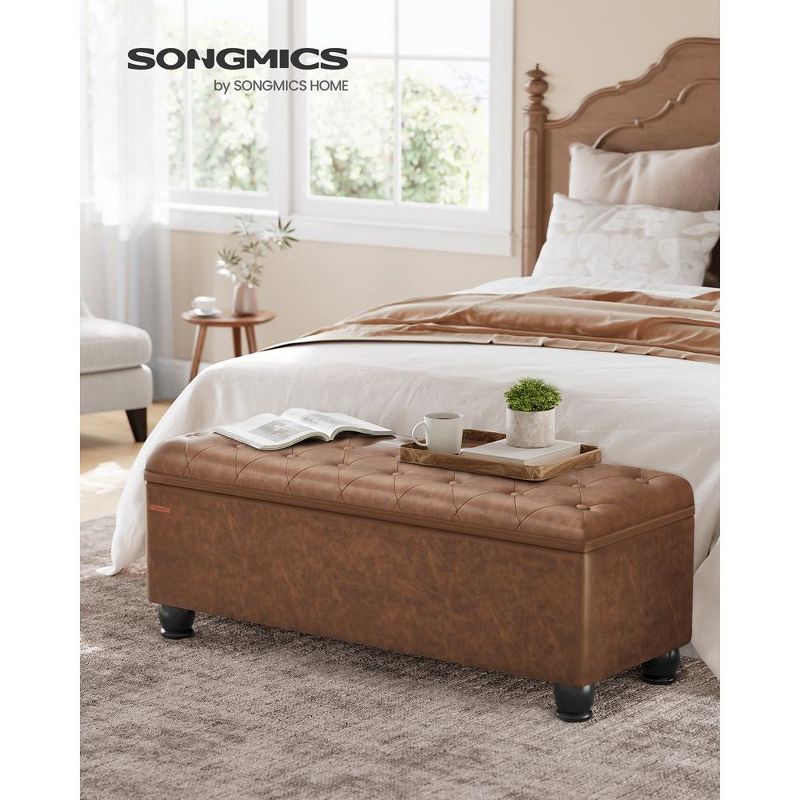 SONGMICS Storage Ottoman Bench Long Bed End Stool with Storage 330.6 lb Load Capacity Solid Wood Legs, 2 of 8