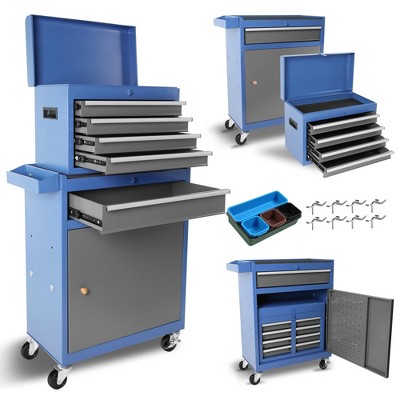 5-Drawer Rolling Tool Chest, Locking Removable Drawers Tool Cabinet w/Lockable Wheels, Heavy-Duty Garage Toolbox Cart for Home/Factory