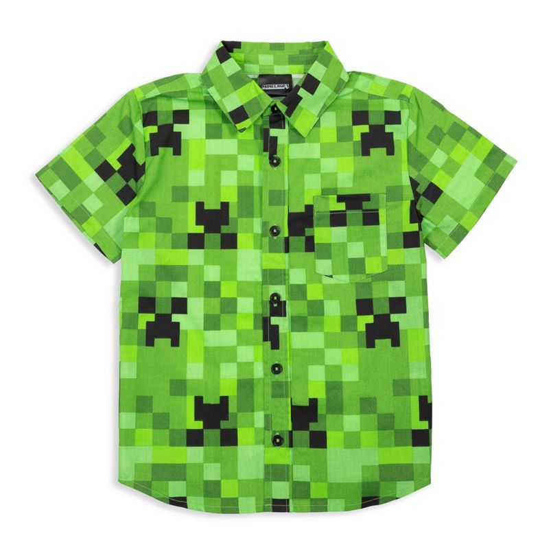 Minecraft Creeper Button Down Dress Shirt, 1 of 8