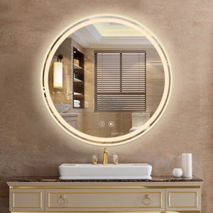 Bathroom Mirror with Lights Round LED Bathroom Vanity Mirror with Stepless Dimming Function And Anti-Fog,Wall Mounted Mirror-The Pop Home - 1 of 4