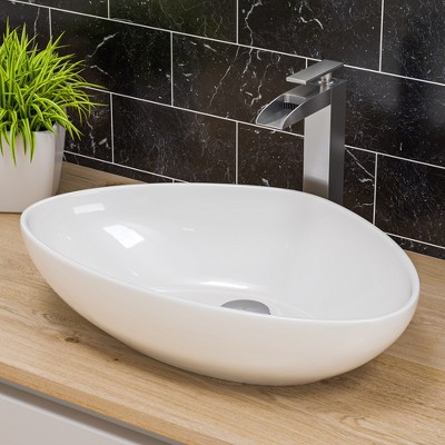 ALFI ABC914 White 23Inch Fancy Above Mount Ceramic Sink
