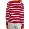 Women's Striped Button Cardigan Open Front Color Block Knit Sweater with Pockets - 2 of 3