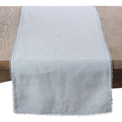 Lilac Linen Pompom Design Table Runner