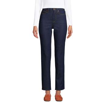 Lands' End Women's Recover High Rise Straight Leg Ankle Blue Jeans