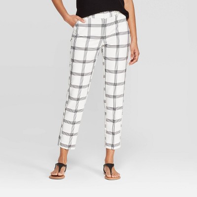 Women's Plaid Mid-Rise Slim Ankle Pants - A New Day™ Cream 18 – Target  Inventory Checker – BrickSeek