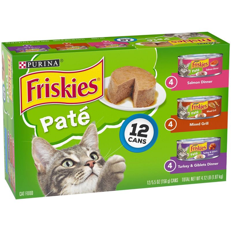Purina Friskies Pat&#233; Salmon, Mixed Grill &#38; Turkey Wet Cat Food - 5.5oz/12ct Variety Pack, 5 of 7