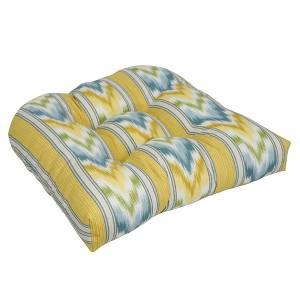 Blazing Needles, 19-inch U-Shaped Spun Polyester Outdoor Tufted Dining Chair Cushion - 1 of 2