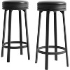Set of 4 Modern Swivel Bar Stools, 30.7" Counter Height Round Barstools with Footrest, PU Leather Upholstered Seat & Sturdy Metal Frame - 3 of 4