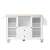 Ridstar 50.4 in. W Mobile Kitchen Island Cart with Wheels, Foldable Countertop, Towel/Spice Rack & 2 Drawers-White - 3 of 4