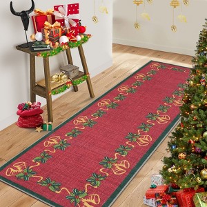 Christmas Runner Rug Solid Non-Slip Washable Christmas Kitchen Rug Holiday Decor Carpet for Dining Room Nursery Office - 1 of 4
