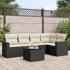 vidaXL 6 Piece Patio Sofa Set with Cushions Black and Cream Poly Rattan - With Table - 2 of 4