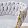 Sapphtopaz Swivel Dining Chairs Set of 2 Bistro Chairs Linen Knit Upholstered Dining Room Chair with Metal Legs Bar Chair for Dining Room - 3 of 4