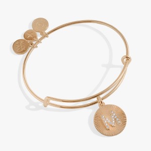 Alex and Ani Initial M Pave Starburst Texture Bangle - 1 of 4