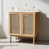 30" Bathroom Vanity with Sink – Natural Bamboo Cabinet with Handwoven Rattan Doors, Freestanding Bathroom Cabinet - 2 of 4
