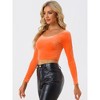 INSPIRE CHIC Women's Velvet Scoop Neck Long Sleeve Solid Crop Top - 3 of 4