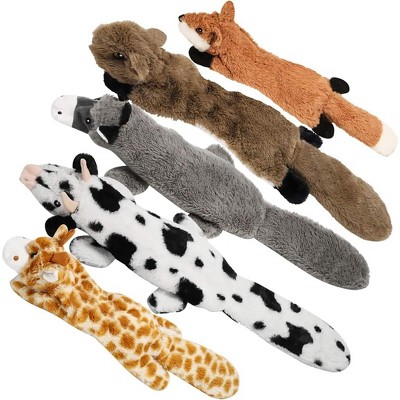 Nocciola 5 PCS Jungle Series Crinkle Dog Toys, No Stuffing Squeaky Dog Toys with Double Layer Reinforced Fabric,Christmas gift