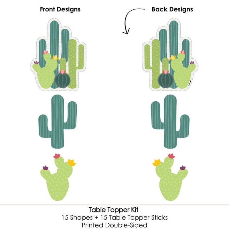 Big Dot of Happiness Prickly Cactus Party - Fiesta Party Centerpiece Sticks - Table Toppers - Set of 15, 5 of 8