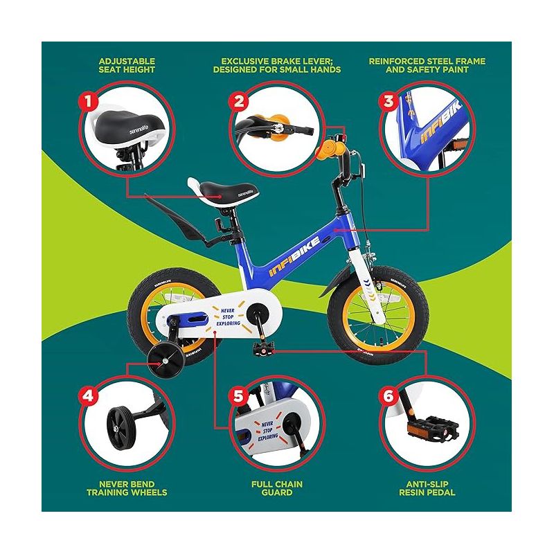 SereneLife Kids Bike with Training Wheels, 2 of 8