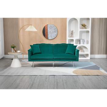 Modern Velvet Upholstered Loveseats Sofa with 2 Pillows-ModernLuxe