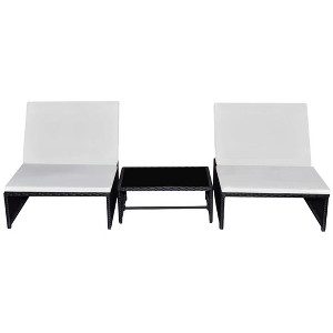vidaXL Reclining Garden Chair Set of 3 Black and cream white - 1 of 4