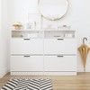 TiramisuBest 2 Flip Drawers Sturdy Wood Freestanding Narrow Slim White Shoe Storage Cabinet,Hidden Organizer for Entrance, Living Room, Hallway - 4 of 4