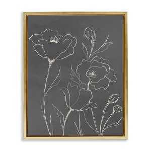 Stupell Industries Gray Poppies Outline Floating Frame Canvas Art - 1 of 4