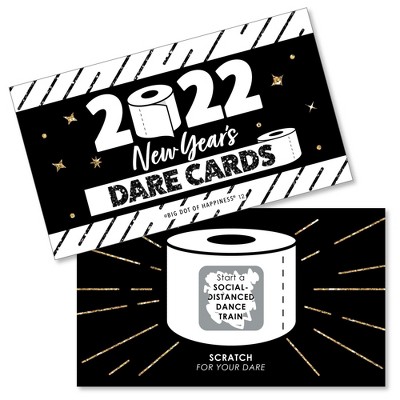 Big Dot of Happiness Rollin' in The New Year - 2022 New Year's Eve Party Game Scratch Off Dare Cards - 22 Count