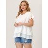 Agnes Orinda Women's Plus Size V Neck Short Flare Sleeve Double Layers Chiffon Casual Summer Blouses - 4 of 4