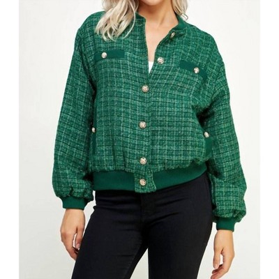 Women's Metallic Tweed Bomber Jacket - Strut & Bolt