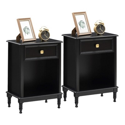 Whizmax Nightstands Set of 2, Bedroom Nightstand with Drawer and Storage Shelf