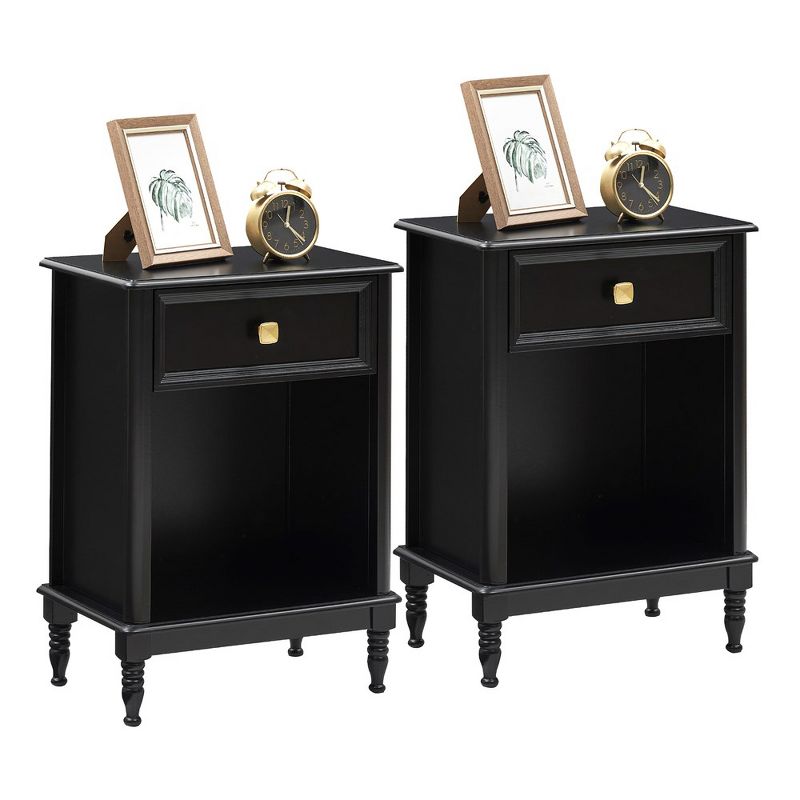 Whizmax Nightstands Set of 2, Bedroom Nightstand with Drawer and Storage Shelf, 1 of 8