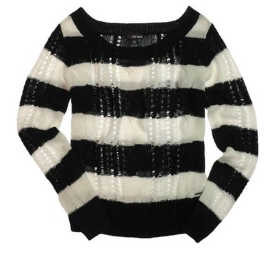 Ecko Unltd. Womens Open Neck Stripe Cable Knit Sweater