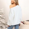 Women's Festive Christmas Tree Off-Shoulder Fuzzy Knit Sweater -Cupshe - 4 of 4
