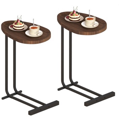 VYNXARIA C-Shaped Side Table,C Table End Table for Sofa and Bedside, Couch Side Tables,Wood C-Shaped End Table with Metal Frame Slide