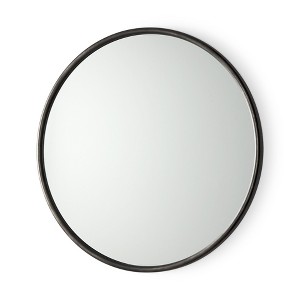 HomeRoots 36" Black Metal Round Framed Accent Mirror - 1 of 4