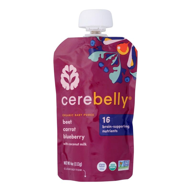 Cerebelly Organic Baby Puree Beet, Carrot, and Blueberry - Case of 6/4 oz, 2 of 4