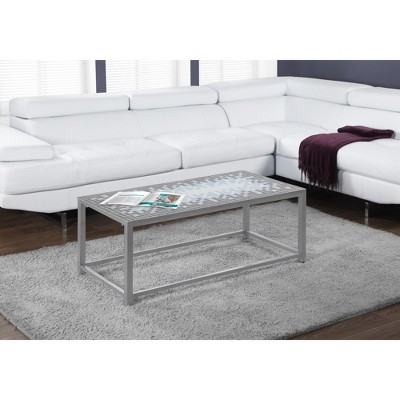 Coffee Table, Accent, Cocktail, Rectangular, Living Room, 42inL, Blue Tile, Grey Metal, Transitional