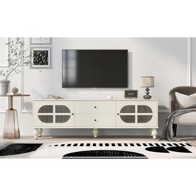 NicBex TV Stand Modern TV Stand Entertainment Center  with Fluted Glass Doors Media Console for TVs up to 75 Inches for Living room