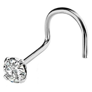 Jewelry Avalanche 22G 14K Gold Corkscrew Nose Stud with Diamond - 1 of 3