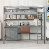 NicBex Twin Size Bunk Bed with Desk Loft Bed Wooden Bed Frame with Blackboard, Shelves, 3 Drawers, Ladder and Guardrail, No Box Spring Required, Gray - 2 of 4