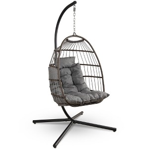 SereneLife Egg Swing Chair - Indoor/Outdoor Hanging Chair with Stand - 1 of 4